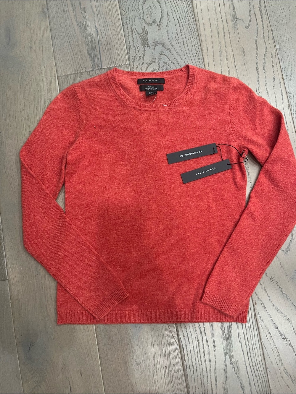 Tahari Coral-Red Crewneck Sweater